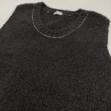 homspun 未使用品 コットンリネンモールベスト 定価20900円 241-7910 ベスト 24SS ブラック レディース ホームスパン【中古】5-0902M♪