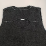 homspun 未使用品 コットンリネンモールベスト 定価20900円 241-7910 ベスト 24SS ブラック レディース ホームスパン【中古】5-0902M♪