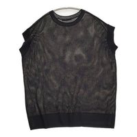 mizuiro-ind メッシュニットベスト ノースリーブ カットソー ブラック レディース ミズイロインド【中古】5-0822S♪