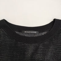 mizuiro-ind メッシュニットベスト ノースリーブ カットソー ブラック レディース ミズイロインド【中古】5-0822S♪