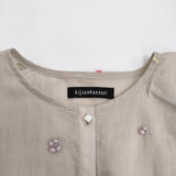 kijinokanosei ラミー刺繍タックブラウス さくらんぼ リネン 定価41800円 シャツ 24SS ベージュ レディース キジノカノウセイ【中古】5-0902M♪