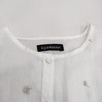 kijinokanosei ラミー刺繍タックブラウス さくらんぼ リネン 定価41800円 シャツ 24SS ホワイト レディース キジノカノウセイ【中古】5-0916M♪