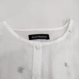 kijinokanosei ラミー刺繍タックブラウス さくらんぼ リネン 定価41800円 シャツ 24SS ホワイト レディース キジノカノウセイ【中古】5-0916M♪