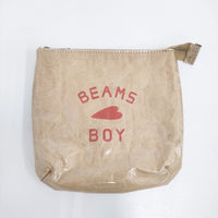 BEAMS BOY ロゴポーチ 定価5390円 ポーチ ベージュ レディース ビームスボーイ【中古】5-0829G♪
