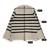 HYKE 231-11316 BELL SLEEVE SWEATER ベルスリーブ ボーダー セーター ニット ベージュ ブラック レディース ハイク【中古】5-1204M∞