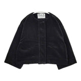 R&D.M.Co- 9W CORDUROY WIDE SLEEVE JACKET コーデュロイ ノーカラージャケット ブラック レディース オールドマンズテーラー【中古】5-1127T∞