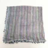 Faliero Sarti ボンボン 大判スカーフ ストール ブルー 多色 レディース ファリエロサルティ【中古】5-1108G◎