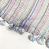 Faliero Sarti ボンボン 大判スカーフ ストール ブルー 多色 レディース ファリエロサルティ【中古】5-1108G◎