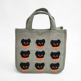 miffy ミッフィー 未使用品 ブラックベア ホルダー付きサガラ刺繍 トートバッグ カーキ レディース【中古】5-1018G◎