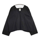 veritecoeur VC-1548 コットン Vネック ワイド ブラウス シャツ ブラック レディース ヴェリテクール【中古】5-1217M∞