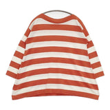 veritecoeur コットン ニットソー ボーダー カットソー オレンジ ホワイト レディース ヴェリテクール【中古】5-1201M∞