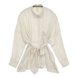 veritecoeur VC-1644 ドロップショルダー七分袖ブラウス リボン付き ブラウス シャツ オフホワイト レディース ヴェリテクール【中古】5-1201M∞