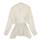 veritecoeur VC-1644 ドロップショルダー七分袖ブラウス リボン付き ブラウス シャツ オフホワイト レディース ヴェリテクール【中古】5-1201M∞