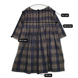 veritecoeur コットンリネンギャザーチェックチュニック 定価14300円 VC-1015 ワンピース ネイビー レディース ヴェリテクール【中古】5-1201M∞