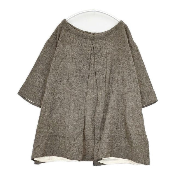 veritecoeur ウール バックリボン 五分袖 チュニック ベージュ レディース ヴェリテクール【中古】5-1025T∞