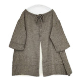 veritecoeur ウール バックリボン 五分袖 チュニック ベージュ レディース ヴェリテクール【中古】5-1025T∞