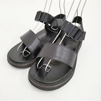 FOOTWORKS フットワークス Sandals_Smooth Leather 定価57200円 レザーサンダル サイズ23cm サンダル ブラック レディース【中古】5-0829S♪
