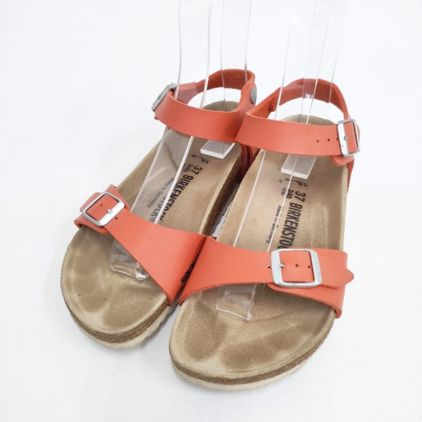 BIRKENSTOCK BRAZIL BF Mohn 24cm 37 アンクルベルト サンダル オレンジ レディース ビルケンシュトック【中古】5-0828S◎