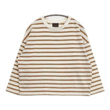 オローネ TND-192 トーマスカットソー ワイド ボーダー 長袖Ｔシャツ カットソー ロンＴ ベージュ ブラウン レディース オローネ【中古】5-1204M∞