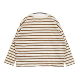 オローネ TND-192 トーマスカットソー ワイド ボーダー 長袖Ｔシャツ カットソー ロンＴ ベージュ ブラウン レディース オローネ【中古】5-1204M∞