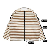 オローネ TND-192 トーマスカットソー ワイド ボーダー 長袖Ｔシャツ カットソー ロンＴ ベージュ ブラウン レディース オローネ【中古】5-1204M∞