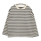 オローネ TND-192 トーマスカットソー ワイド ボーダー 長袖Ｔシャツ カットソー ロンＴ ベージュ ブラック レディース オローネ【中古】5-1215M∞