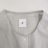 Gauze# プルオーバー ドロップショルダー ワイドシルエット ブラウス シャツ ライトグレー レディース ガーゼ【中古】5-0822M♪