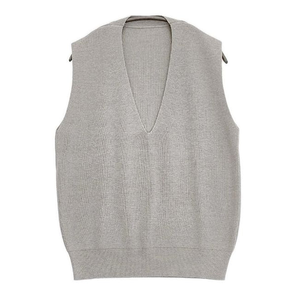 ゴーシュ G181-K001 コットンファームリブ Vネックノースリーブニット ベスト グレー レディース ゴーシュ【中古】5-1126M∞