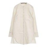 Hermaphrodite バンドカラー 製品洗い加工 ロングシャツ 長袖シャツ アイボリー キナリ レディース エルマフロディット【中古】5-1126M∞