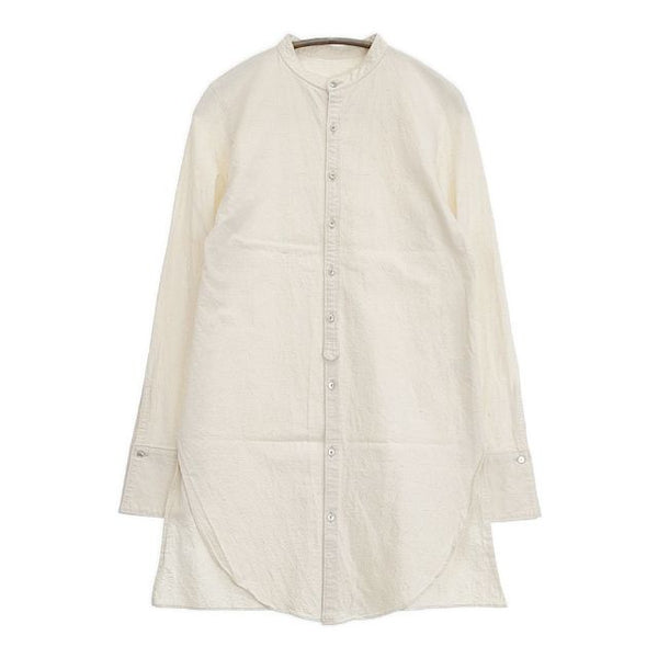 Hermaphrodite バンドカラー 製品洗い加工 ロングシャツ 長袖シャツ アイボリー キナリ レディース エルマフロディット【中古】5-1126M∞