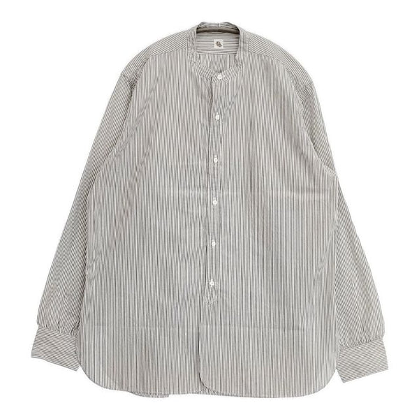 KAPTAIN SUNSHINE KS7FSH02 バンドカラー ストライプ コットン 長袖シャツ ホワイト グレー メンズ キャプテン サンシャイン【中古】5-1113M∞