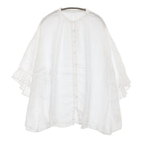 nest Robe リネンガーゼギャザースリーブブラウス 定価27500円 01242-1521 シャツ 24SS ホワイト レディース ネストローブ【中古】5-0902M♪