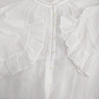 nest Robe リネンガーゼギャザースリーブブラウス 定価27500円 01242-1521 シャツ 24SS ホワイト レディース ネストローブ【中古】5-0902M♪