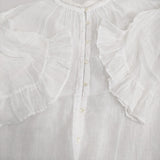 nest Robe リネンガーゼギャザースリーブブラウス 定価27500円 01242-1521 シャツ 24SS ホワイト レディース ネストローブ【中古】5-0902M♪
