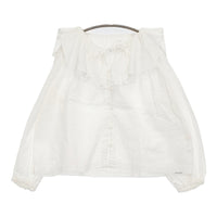 nest Robe ラッフルカラーブラウス UpcycleLino 定価28600円 01244-1160 ブラウス シャツ 24AW ホワイト レディース ネストローブ【中古】5-0902M♪