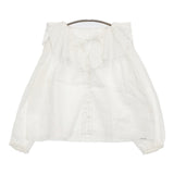 nest Robe ラッフルカラーブラウス UpcycleLino 定価28600円 01244-1160 ブラウス シャツ 24AW ホワイト レディース ネストローブ【中古】5-0902M♪