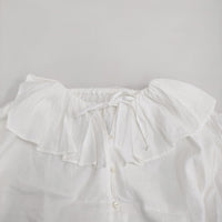 nest Robe ラッフルカラーブラウス UpcycleLino 定価28600円 01244-1160 ブラウス シャツ 24AW ホワイト レディース ネストローブ【中古】5-0902M♪