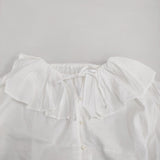 nest Robe ラッフルカラーブラウス UpcycleLino 定価28600円 01244-1160 ブラウス シャツ 24AW ホワイト レディース ネストローブ【中古】5-0902M♪