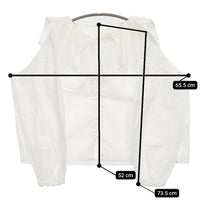 nest Robe ラッフルカラーブラウス UpcycleLino 定価28600円 01244-1160 ブラウス シャツ 24AW ホワイト レディース ネストローブ【中古】5-0902M♪