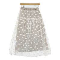qiri 新品 氷dot jacquard スカート 定価30800円 ロングスカート 24SS ベージュ レディース キリ【中古】5-0902M♪