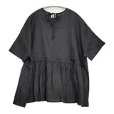 オオカミとフクロウ フクロウと三拍子のブーケブラウス PTM-2444 ギャザー シャツ ブラック レディース オオカミとフクロウ【中古】5-0822S♪