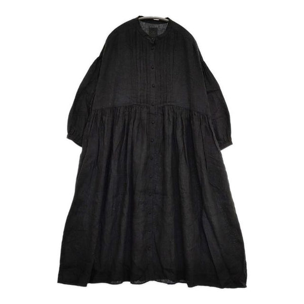 オオカミとフクロウ portom21068 リネン バンドカラー ワンピース ブラック レディース オオカミとフクロウ【中古】5-1124M∞