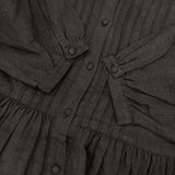 オオカミとフクロウ portom21068 リネン バンドカラー ワンピース ブラック レディース オオカミとフクロウ【中古】5-1124M∞