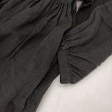 オオカミとフクロウ portom21068 リネン バンドカラー ワンピース ブラック レディース オオカミとフクロウ【中古】5-1124M∞