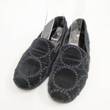 mina perhonen tambourine ベロア スリッポン サイズ24.5cm シューズ・靴 ブラック レディース ミナペルホネン【中古】5-1120T◎