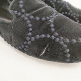 mina perhonen tambourine ベロア スリッポン サイズ24.5cm シューズ・靴 ブラック レディース ミナペルホネン【中古】5-1120T◎