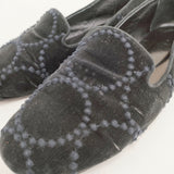 mina perhonen tambourine ベロア スリッポン サイズ24.5cm シューズ・靴 ブラック レディース ミナペルホネン【中古】5-1120T◎