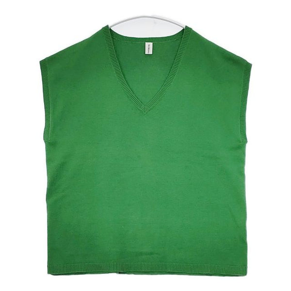 veritecoeur コットンカシミヤ Vネックニットベスト 定価17000円 ノースリーブ セーター ニット グリーン レディース ヴェリテクール【中古】5-1025T∞