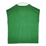 veritecoeur コットンカシミヤ Vネックニットベスト 定価17000円 ノースリーブ セーター ニット グリーン レディース ヴェリテクール【中古】5-1025T∞