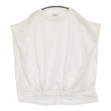 ROSE BUD 裾リブ ノースリーブTシャツ 6002113044 フレンチスリーブ カットソー ホワイト レディース ローズバッド【中古】5-0822S♪